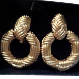 Gold Tone Rhinestone Personal Accents Clip Earring